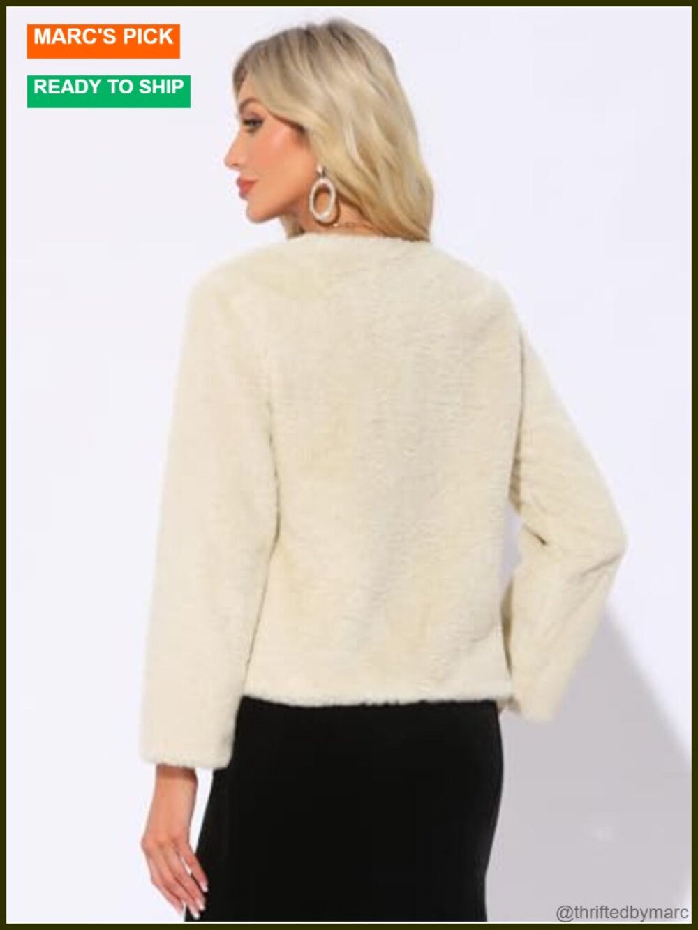 Faux Fur Coat Jacket Open Front Fluffy Wedding Evening Cardigan - Picture 2 of 4